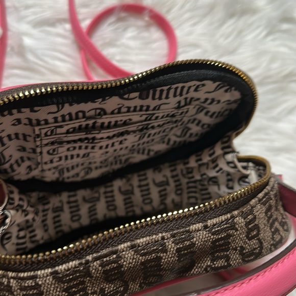 Juicy Couture Love Never Dies Heart Mini Tote Crossbody Brown Pink - Picture 8 of 8